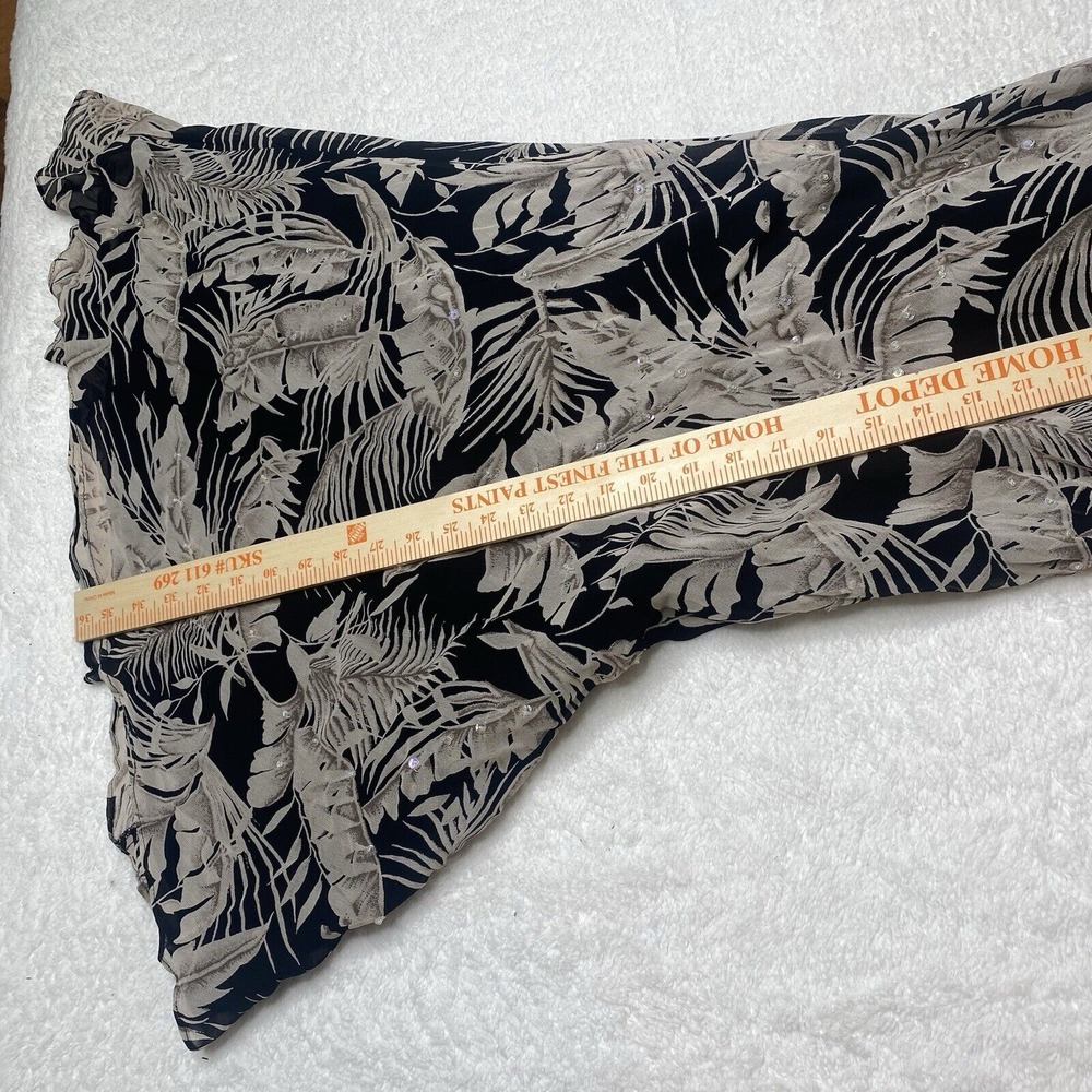 Vintage line floral sleeveless ruffled straps v neck mid length tapered dress S - Picture 6 of 11